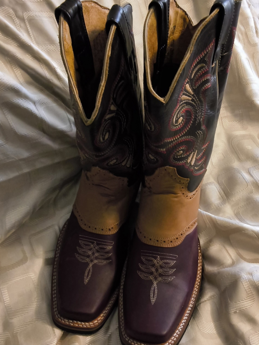 Mexican Western Cowboy Boots - Black, Tan & Burgundy